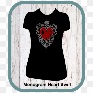 Monogram Heart Swirl Rhinestone Shirt - Heart Clipart