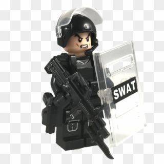 Minifig Black Swat Team Riggs - Lego Police Transparent Background Clipart