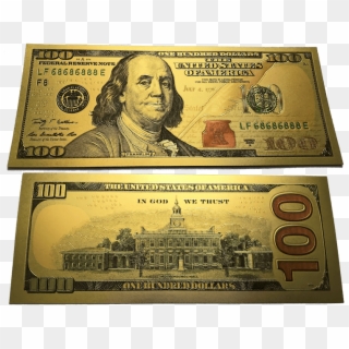 $100 Franklin Colorized Gold Foil Polymer Replica Banknote - New 100 Dollar Bill Clipart