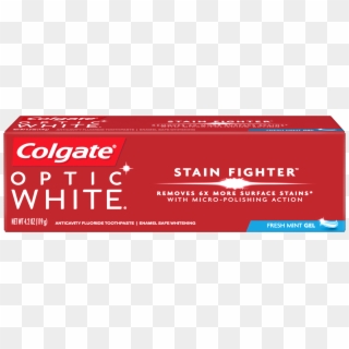 Colgate Optic White Stain Fighter Whitening Toothpaste, - Colgate Optic White Stain Fighter Clipart