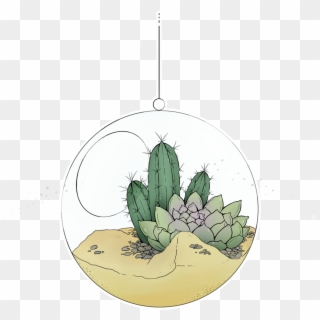 Quick Drawing Of My Cactus Kevin If He Where In A Globe, - Ceramic Clipart