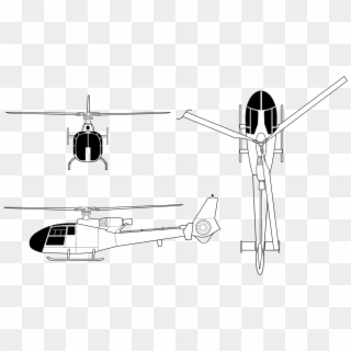 Sa 342 Gazelle Orthographical Image - Gazelle Helicopter Clipart