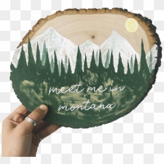 Hand-painted Wood Slice - Christmas Tree Clipart
