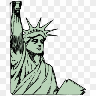 America Detail Face Monument New York Statue - Statue Of Liberty Drawing Cartoon Clipart