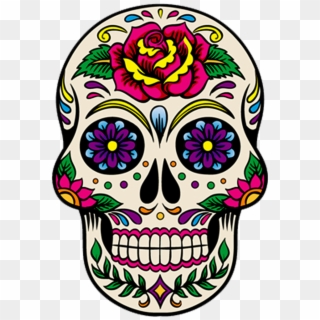 Png Caveiras - Day Of The Dead Skull With Rose Clipart