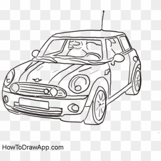 Drawing Of The Mini Cooper Car Coloring Pages - Easy Mini Cooper Drawing Clipart