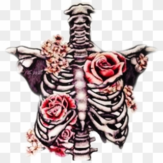 #freetoedit #ribcage #bones #roses #beautifuldeath - Lungs With Flowers Drawing Clipart