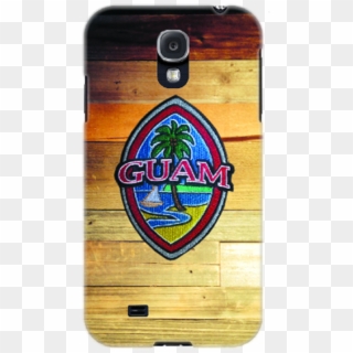 Embroidered Guam Seal On Rustic Wood Motif For Iphone - Plywood Clipart