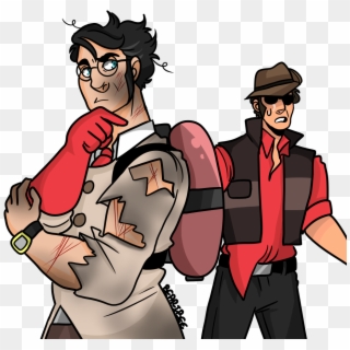 Foe Yay Red Sniper And Red Medic - Cartoon Clipart