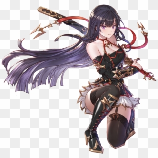 Black Hair Boots Breasts Cleavage Detached Sleeves - Seria Build King's Raid Clipart