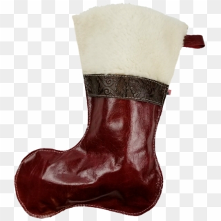 Christmas Stockings In Italian Red Leather With Wool - Rain Boot Clipart