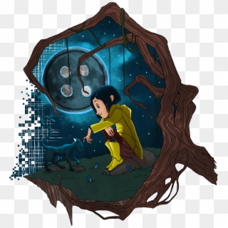 First Post On Steemit A Tribute To Neil Gaiman's Coraline - Illustration Clipart
