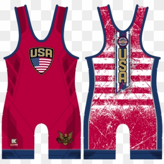 Stars And Stripes Red Wrestling Singlet - Red American Flag Singlet Clipart