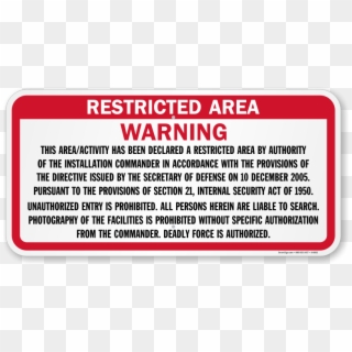 Warning This Area Declared A Restricted Area Sign - Restricted Area Warning Sign Clipart