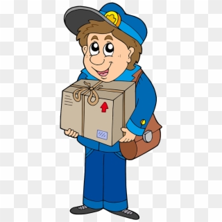 Postman Png Pics - Mailman Delivering Package Clipart