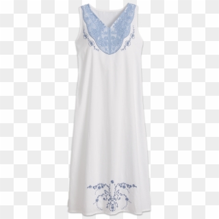 A Sleeveless Cotton Nightgown With Embroidery Front - Nightgown Clipart