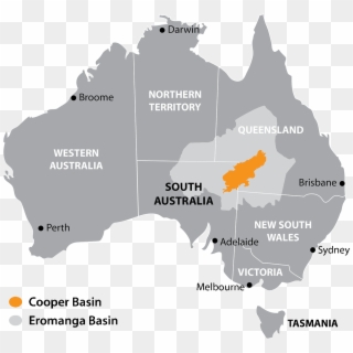Australia Map Of Cooper & Eromanga Basins - Australian Gold Rush Map Clipart