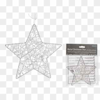 Estrella Blanca De Metal Con Glitter Para Colgar - Star Clipart
