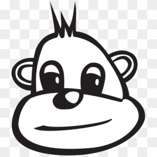 Monkey Head Black White Clipartist - Cartoon - Png Download