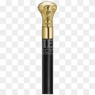 Black And Brass Knob Walking Stick - Makeup Brushes Clipart