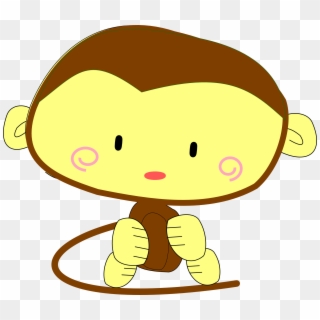 Drawing Of Cute Monkey With A Big Head - Banana Monkey Vector Png Clipart