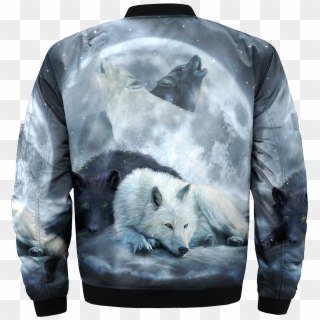 The Wolf Native American Over Print Bomber Jacket - Yin Yang Wolf Clipart