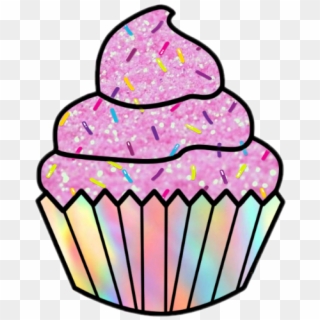 #scpink #pink #cupcake #sprinkles #rainbow #glitter - Outline Cupcake Clipart Png Transparent Png