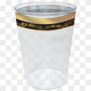 Elegant Disposable Cup 300ml Black-gold Trim 10pcs - Disposable Clipart