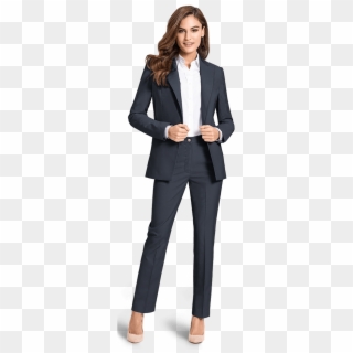 Blue Wool Blend Pant Suit - Business Attire Women Png Clipart