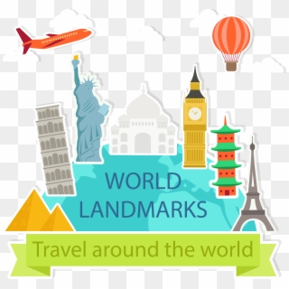 Statue Of Liberty Taj Mahal Travel Landmark - Land Mark Cartoon Png Clipart