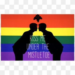 Two Gay Men Kissing Under Mistletoe Clipart