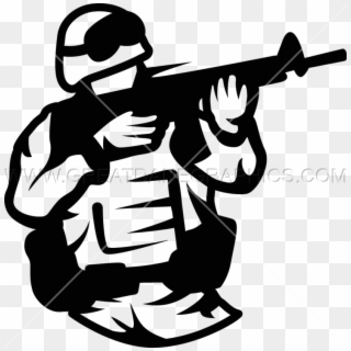 Shooter Clipart Soldier - Soldier Black And White Png Transparent Png