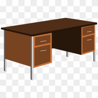 Desk Office Table Cupboard - Desk Clipart Free - Png Download