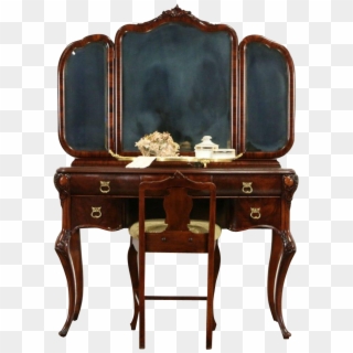 Vanity, Dressing Table Or Desk W/ Mirrors & Chair, Clipart