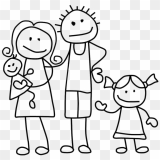 Family Clip Art Black And White - Stick Figure Family Boys - Png Download