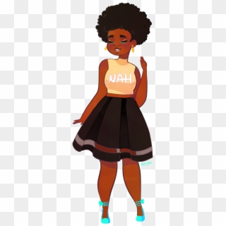 Afro Lady Png - Fashionable Girl Black Cartoon Clipart