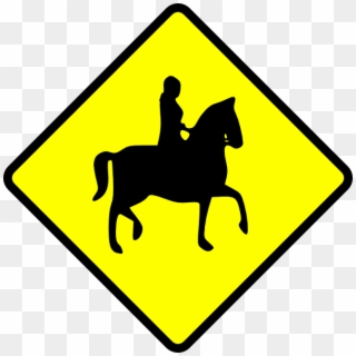 Caution Horse Ridder Crossing Clip Art - Yellow Diamond Sign With Truck - Png Download