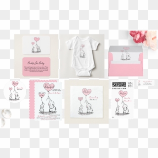 Baby Pink And Gray Baby Shower Elephant Suite - Illustration Clipart