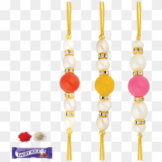 Sri Jagdamba Pearls Set Of Three Colourful Pearl Rakhis Clipart