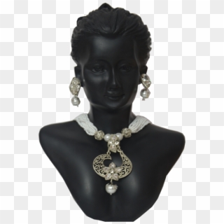Myzone Biz Choice Silver Color Partywear Neckless Set - Bust Clipart