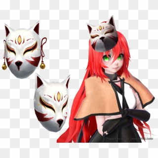Kitsune Mask Png - Mmd Fox Mask Dl Clipart