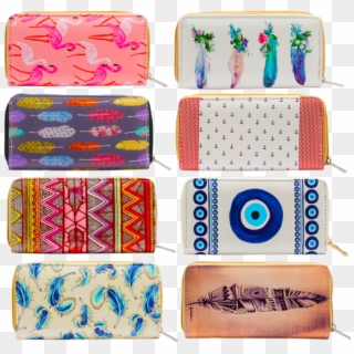 1507 Assorted Print Zippered Wallets - Coin Purse Clipart