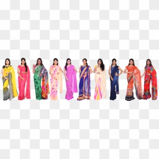 Assorted 10 Georgette Saree Collections - Combo Shopping Zone Sarees Clipart