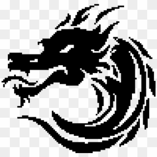 Dragon Pixel Art Black , Png Download - Pixel Art Black And White Clipart