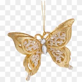 Butterfly With Clip, Gold - Locket - Png Download