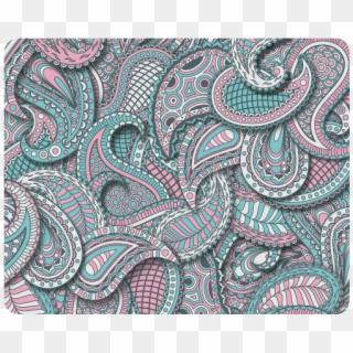Pink Teal White Fun Ornate Paisley Pattern Rectangle - Paisley Clipart