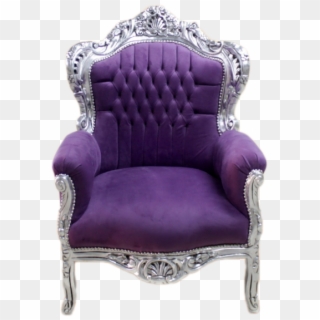 Big Baroque Armchair Silver Frame, Purple Velvet - Club Chair Clipart