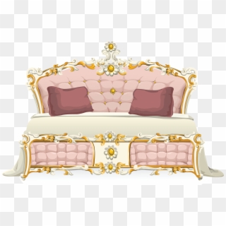 Free Clipart Of A Pink Baroque Bed - Pink Furniture Clipart - Png Download