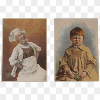 2 Soapine Victorian Trade Cards Happy Chef And Sad - Vintage Clothing Clipart