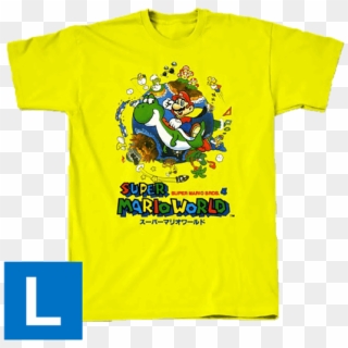 Apparel, T-shirts - Super Mario World Mario To Yoshi No Bouken Land Clipart